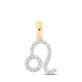 Radiant Zodiac Leo Diamond Pendant - 10kt Yellow Gold Women's Fashion Jewelry 1/4 Cttw - Top View