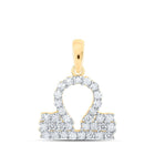 Celestial Harmony: 10kt Yellow Gold Womens Round Diamond Zodiac Libra Fashion Pendant 1/3 Cttw - Top View