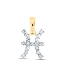 Load image into Gallery viewer, Pisces Constellation Diamond Pendant - 10kt Yellow Gold Zodiac Necklace - Top View