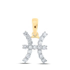 Pisces Constellation Diamond Pendant - 10kt Yellow Gold Zodiac Necklace - Top View