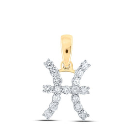 Pisces Constellation Diamond Pendant - 10kt Yellow Gold Zodiac Necklace - Top View