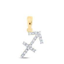 Load image into Gallery viewer, Celestial Splendor: 10kt Yellow Gold Womens Round Diamond Zodiac Sagittarius Pendant - Top View