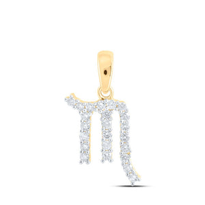 Diamond Fashion Pendant | 10kt Yellow Gold Womens Round Diamond Zodiac Scorpio Sign Pendant 1/4 Cttw | Splendid Jewellery GND
