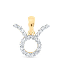 Load image into Gallery viewer, Celestial Radiance: 10kt Yellow Gold Diamond Zodiac Taurus Pendant - Top View