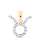 Celestial Radiance: 10kt Yellow Gold Diamond Zodiac Taurus Pendant - Top View