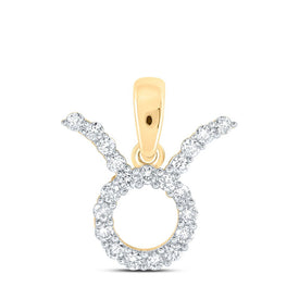 Celestial Radiance: 10kt Yellow Gold Diamond Zodiac Taurus Pendant - Top View