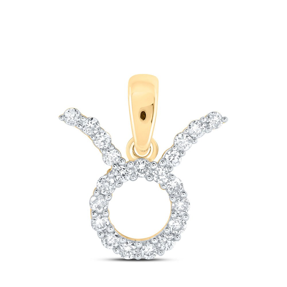 Diamond Fashion Pendant | 10kt Yellow Gold Womens Round Diamond Zodiac Taurus Fashion Pendant 1/4 Cttw | Splendid Jewellery GND