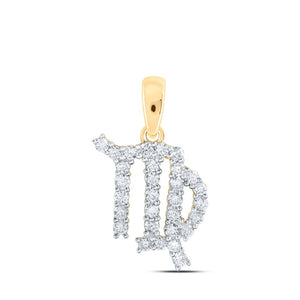 Diamond Fashion Pendant | 10kt Yellow Gold Womens Round Diamond Zodiac Virgo Fashion Pendant 1/3 Cttw | Splendid Jewellery GND