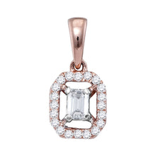 Load image into Gallery viewer, Radiant Rose Gold Emerald Diamond Solitaire Pendant - Top View