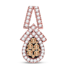 Load image into Gallery viewer, Enchanting Rose Gold Teardrop Brown Diamond Pendant - Top View