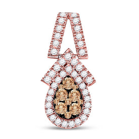 Enchanting Rose Gold Teardrop Brown Diamond Pendant - Top View