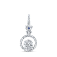 Load image into Gallery viewer, Enchanting Blue Sapphire Halo Diamond Pendant - Top View