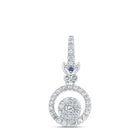 Enchanting Blue Sapphire Halo Diamond Pendant - Top View