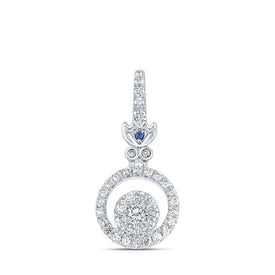 Enchanting Blue Sapphire Halo Diamond Pendant - Top View