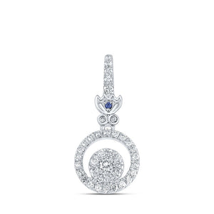 Diamond Fashion Pendant | 14kt White Gold Womens Round Diamond Fashion Pendant 1/4 Cttw | Splendid Jewellery GND