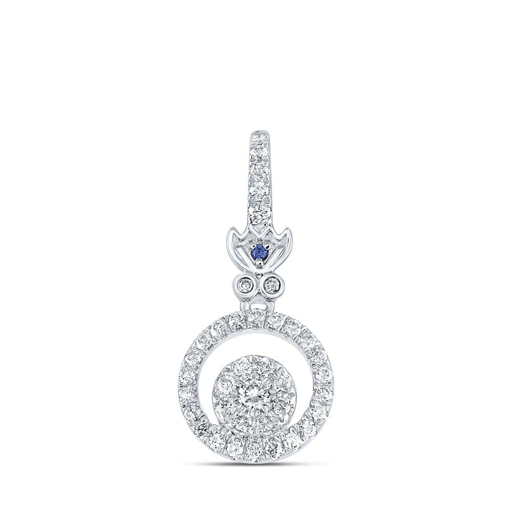 Diamond Fashion Pendant | 14kt White Gold Womens Round Diamond Fashion Pendant 1/4 Cttw | Splendid Jewellery GND