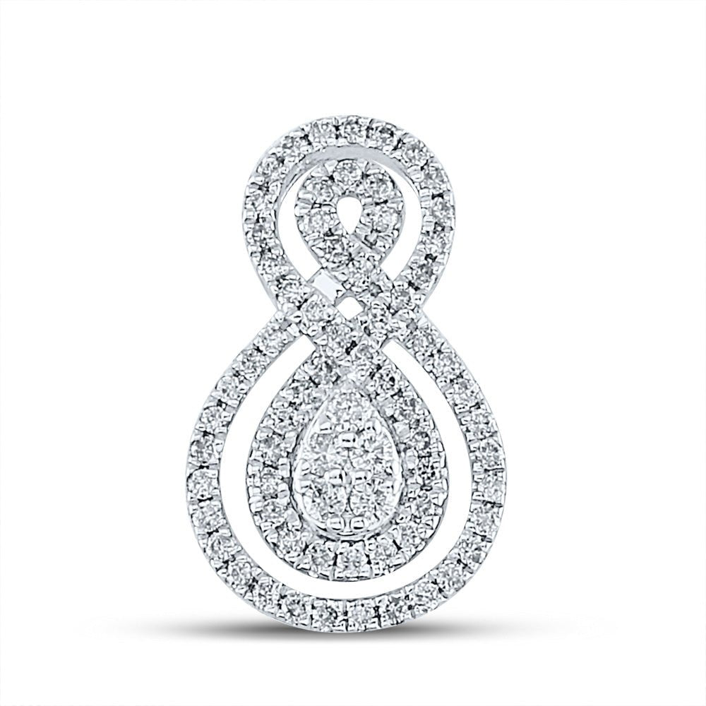 Diamond Fashion Pendant | 14kt White Gold Womens Round Diamond Fashion Pendant 3/8 Cttw | Splendid Jewellery GND