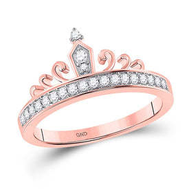 Rose Gold Diamond Crown Tiara Band Ring: A Majestic Jewel of Elegance and Brilliance - Alternate view 1 from Splendid Jewellery