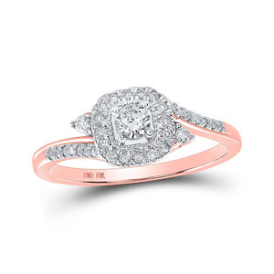 Diamond Fashion Ring | 10kt Rose Gold Womens Round Diamond Square Ring 1/3 Cttw | Splendid Jewellery GND