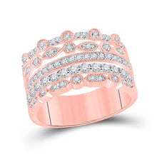 Load image into Gallery viewer, Splendid Rose Gold Diamond Stacked Band Ring: A Radiant Elegance - Alternate view 1 from Splendid Jewellery