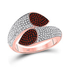 Captivating Crimson Beauty: 10kt Rose Gold Womens Round Red Color Enhanced Diamond Fashion Ring 3/4 Cttw - Alternate view 1 from Splendid Jewellery