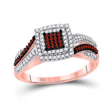 Load image into Gallery viewer, Captivating Crimson Cluster Diamond Fashion Ring - Alternate view 1 from Splendid Jewellery