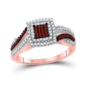 Captivating Crimson Cluster Diamond Fashion Ring - Alternate view 1 from Splendid Jewellery