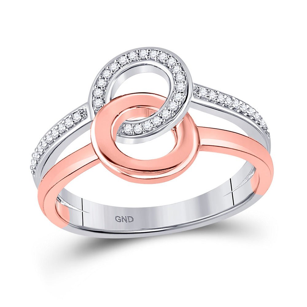 Diamond Fashion Ring | 10kt Two-tone Gold Womens Round Diamond Linked Circle Ring 1/10 Cttw | Splendid Jewellery GND