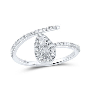 Diamond Fashion Ring | 10kt White Gold Womens Pear Diamond Teardrop Ring 3/8 Cttw | Splendid Jewellery GND