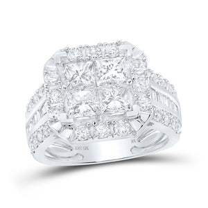 Diamond Fashion Ring | 10kt White Gold Womens Princess Diamond Square Ring 3-1/5 Cttw | Splendid Jewellery GND