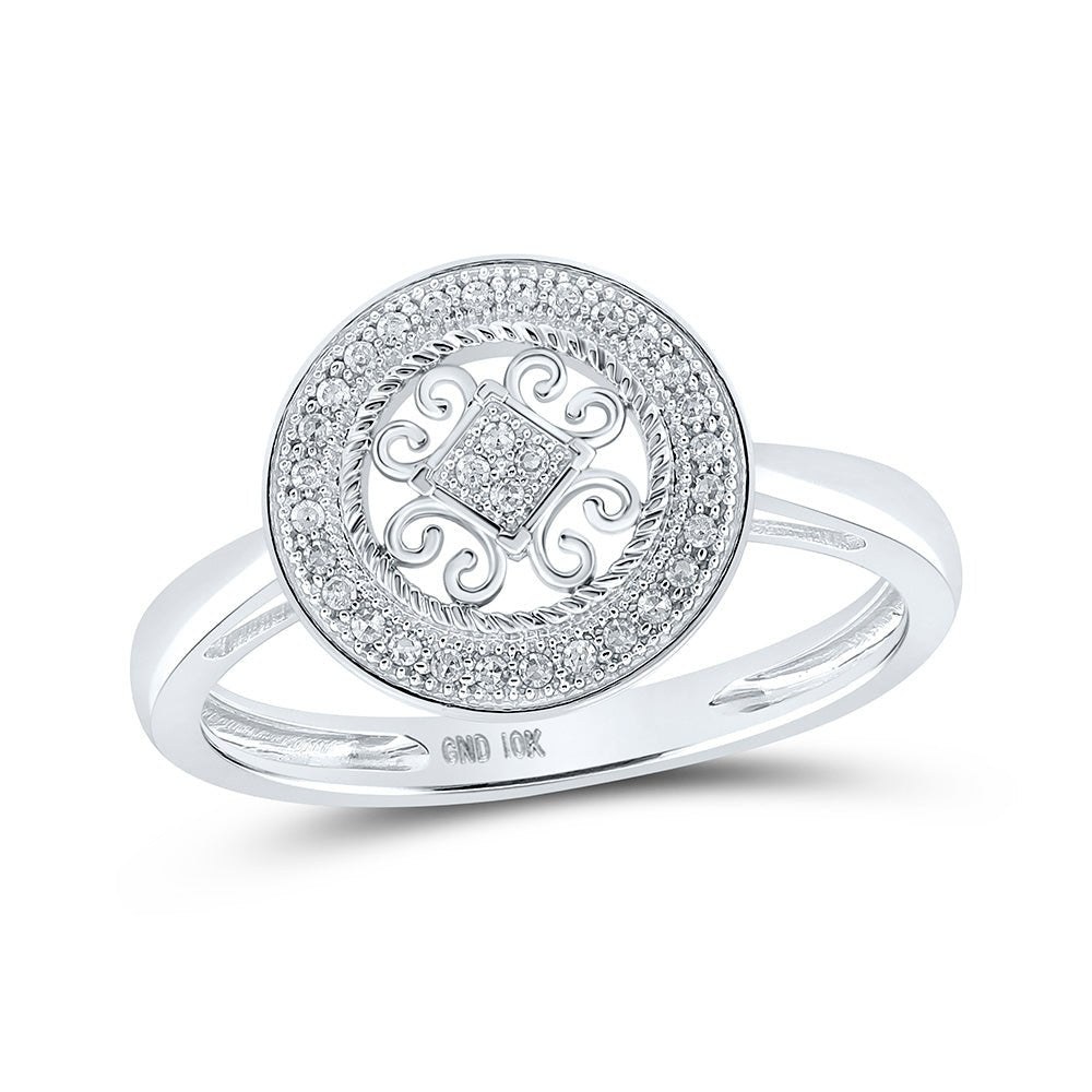 Diamond Fashion Ring | 10kt White Gold Womens Round Diamond Circle Ring 1/10 Cttw | Splendid Jewellery GND