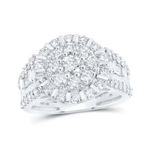 Load image into Gallery viewer, Dazzling Diamond Brilliance - 10kt White Gold Womens Round Diamond Cluster Ring 1-3/4 Cttw Top view from the 10Kt White Gold Womens Round Diamond Cluster Ring 1 3 4 Cttwpin230209 collection by Splendid Jewellery