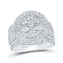 Load image into Gallery viewer, 3 Carat Diamond Cluster Ring in 10kt White Gold | Splendid Jewellery Top view from the 10Kt White Gold Womens Round Diamond Cluster Ring 3 Cttwpin219330 collection by Splendid Jewellery