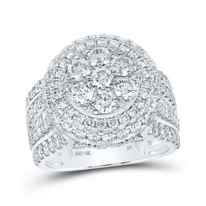 Diamond Fashion Ring | 10kt White Gold Womens Round Diamond Cluster Ring 3 Cttw | Splendid Jewellery GND