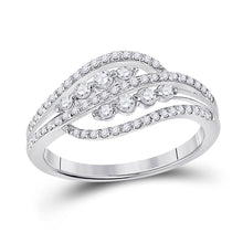 Load image into Gallery viewer, 10kt White Gold Diamond Swirl Crossover Fashion Ring Top view from the 10Kt White Gold Womens Round Diamond Crossover Fashion Ring 1 2 Cttwpin285452 collection by Splendid Jewellery