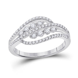 10kt White Gold Diamond Swirl Crossover Fashion Ring Top view from the 10Kt White Gold Womens Round Diamond Crossover Fashion Ring 1 2 Cttwpin285452 collection by Splendid Jewellery