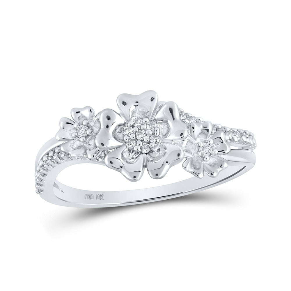 Diamond Fashion Ring | 10kt White Gold Womens Round Diamond Flower Fashion Ring 1/6 Cttw | Splendid Jewellery GND
