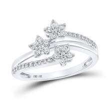 Load image into Gallery viewer, Splendid Jewellery&#39;s Dazzling Diamond Starburst Ring Top view from the 10Kt White Gold Womens Round Diamond Flower Star Ring 1 3 Cttwpin284333 collection by Splendid Jewellery