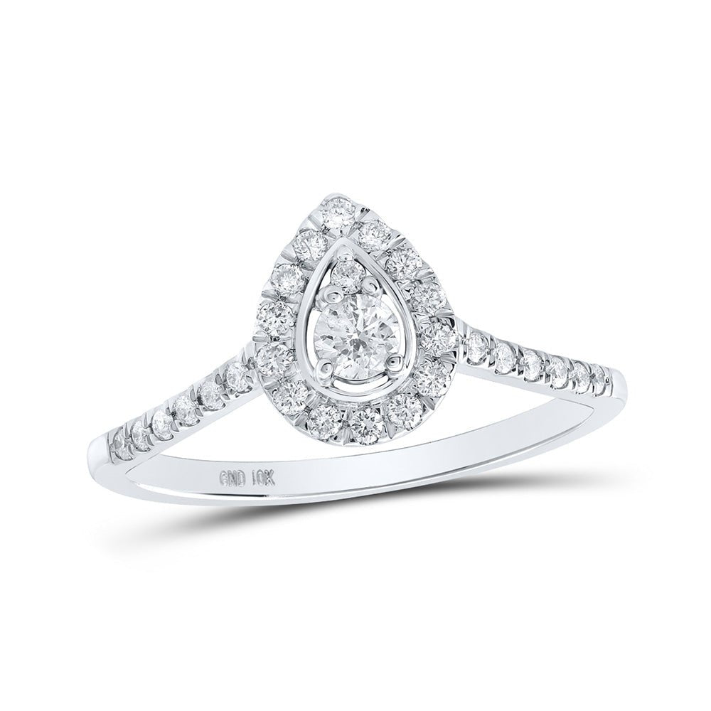 Diamond Fashion Ring | 10kt White Gold Womens Round Diamond Halo Ring 1/3 Cttw | Splendid Jewellery GND