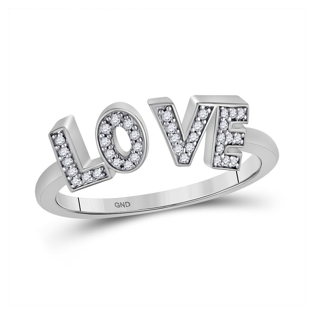 Diamond Fashion Ring | 10kt White Gold Womens Round Diamond Love Fashion Ring 1/10 Cttw | Splendid Jewellery GND