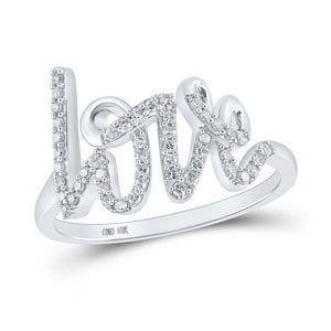 Diamond Fashion Ring | 10kt White Gold Womens Round Diamond Love Fashion Ring 1/5 Cttw | Splendid Jewellery GND