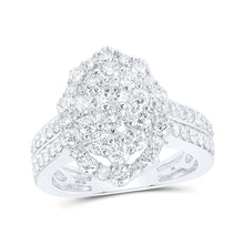 Load image into Gallery viewer, Dazzling Diamond Elegance: 10kt White Gold Womens Round Diamond Oval Fashion Ring 1-5/8 Cttw Top view from the 10Kt White Gold Womens Round Diamond Oval Fashion Ring 1 5 8 Cttwpin230063 collection by Splendid Jewellery