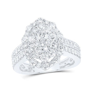 Diamond Fashion Ring | 10kt White Gold Womens Round Diamond Oval Fashion Ring 1-5/8 Cttw | Splendid Jewellery GND