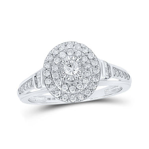 Diamond Fashion Ring | 10kt White Gold Womens Round Diamond Oval Ring 1/2 Cttw | Splendid Jewellery GND