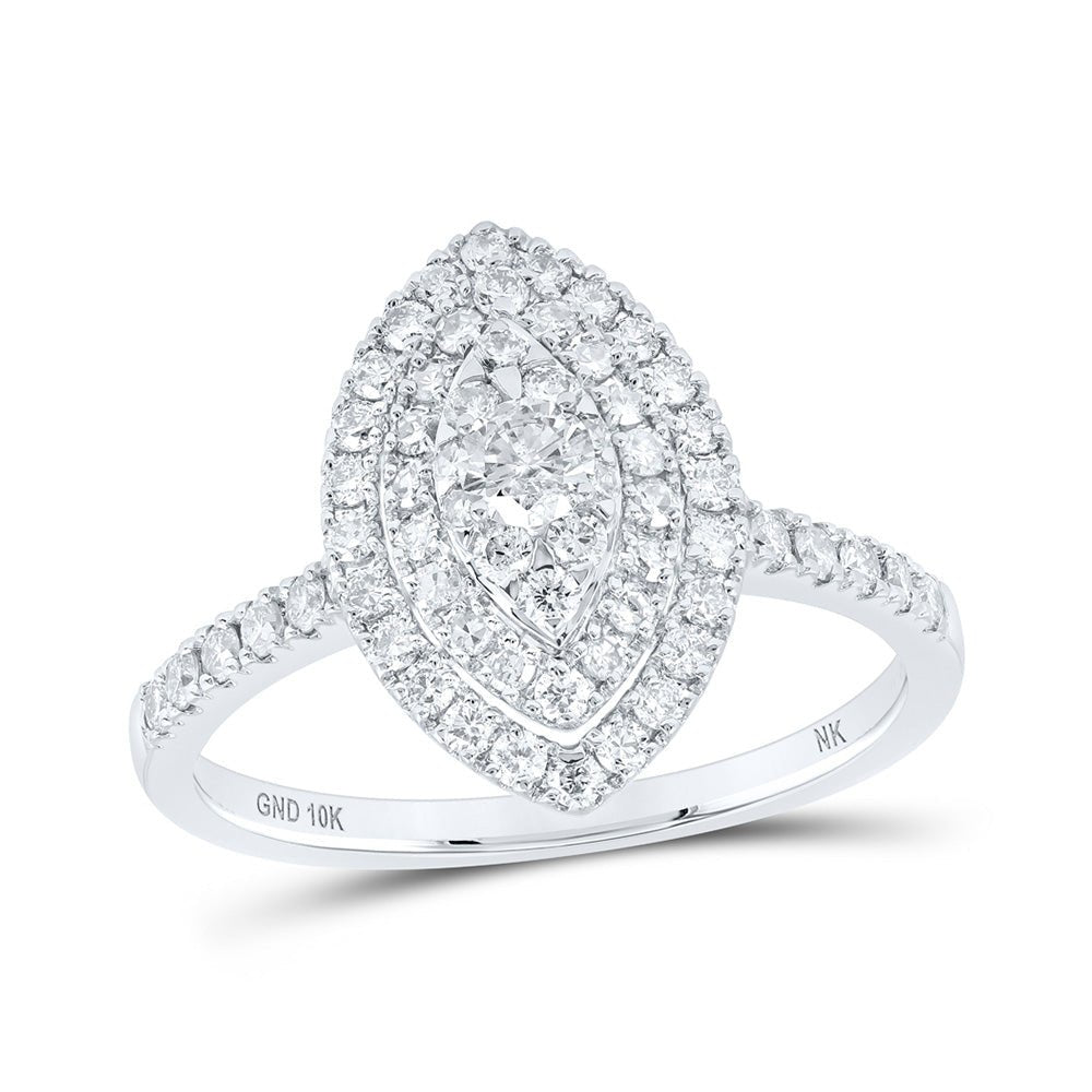 Diamond Fashion Ring | 10kt White Gold Womens Round Diamond Oval Ring 3/4 Cttw | Splendid Jewellery GND