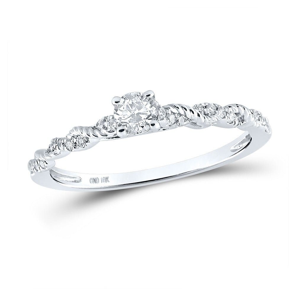 Diamond Fashion Ring | 10kt White Gold Womens Round Diamond Solitaire Ring 1/4 Cttw | Splendid Jewellery GND