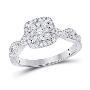 Diamond Fashion Ring | 10kt White Gold Womens Round Diamond Square Cluster Ring 1/2 Cttw | Splendid Jewellery GND