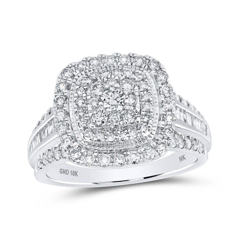 Diamond Fashion Ring | 10kt White Gold Womens Round Diamond Square Ring 1 Cttw | Splendid Jewellery GND