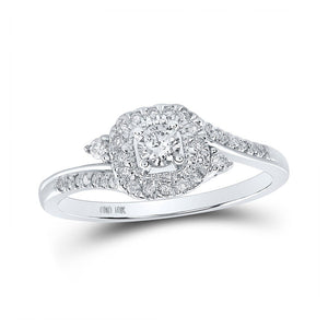 Diamond Fashion Ring | 10kt White Gold Womens Round Diamond Square Ring 1/3 Cttw | Splendid Jewellery GND
