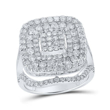 Load image into Gallery viewer, Radiant Brilliance: 10kt White Gold Womens Round Diamond Square Ring 2-3/4 Cttw Top view from the 10Kt White Gold Womens Round Diamond Square Ring 2 3 4 Cttwpin218824 collection by Splendid Jewellery